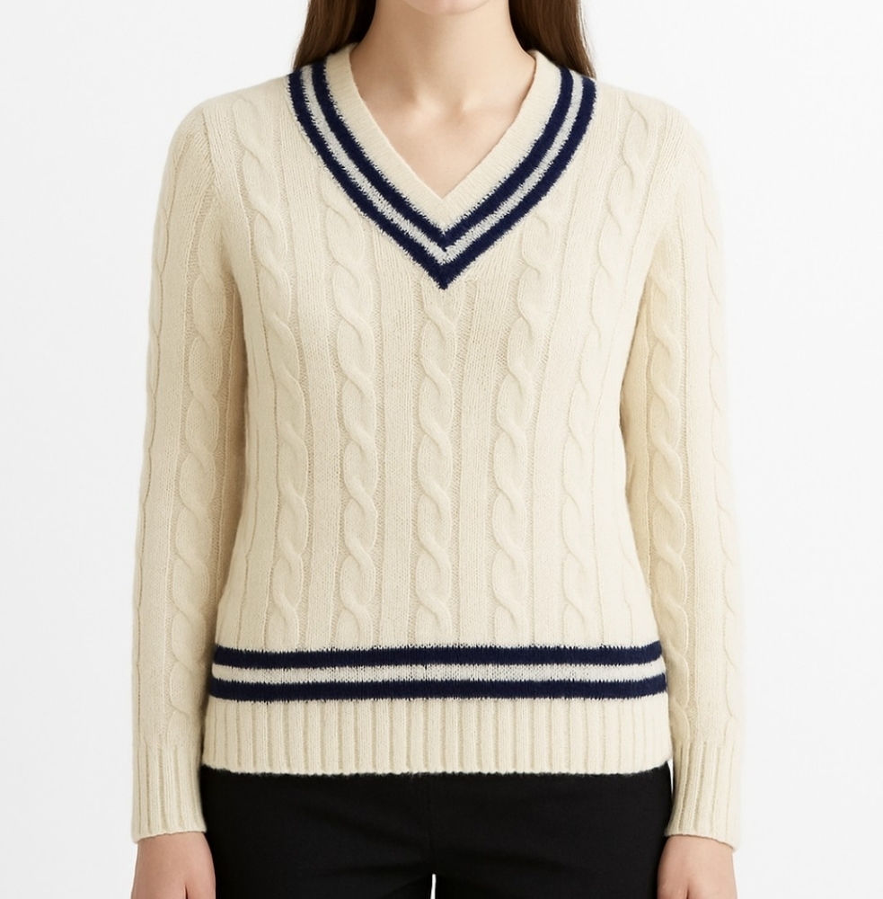 Brandy Melville NIKKI WOOL STRIPE SWEATER  Cream/ Navy NWT Xl Preppy Nautical
